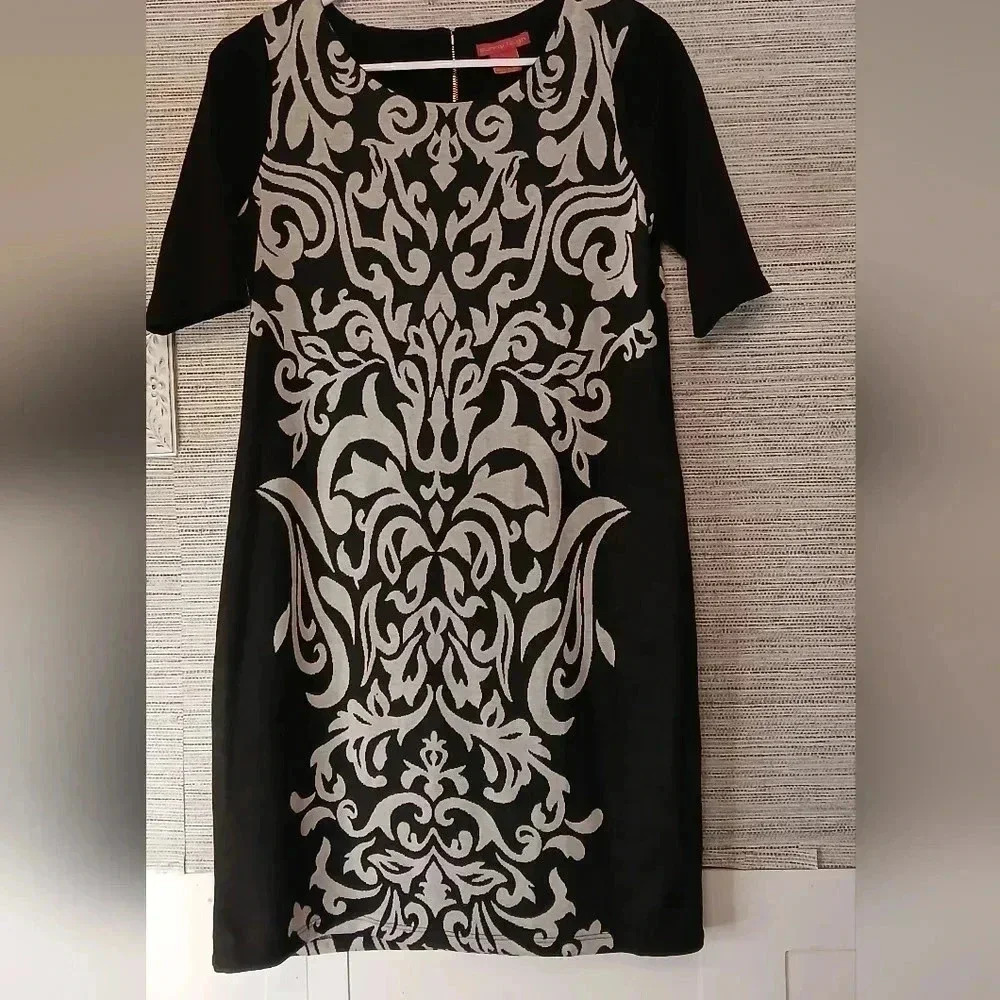 SMALL: Sunny Leigh Damask Print Sheath Dress